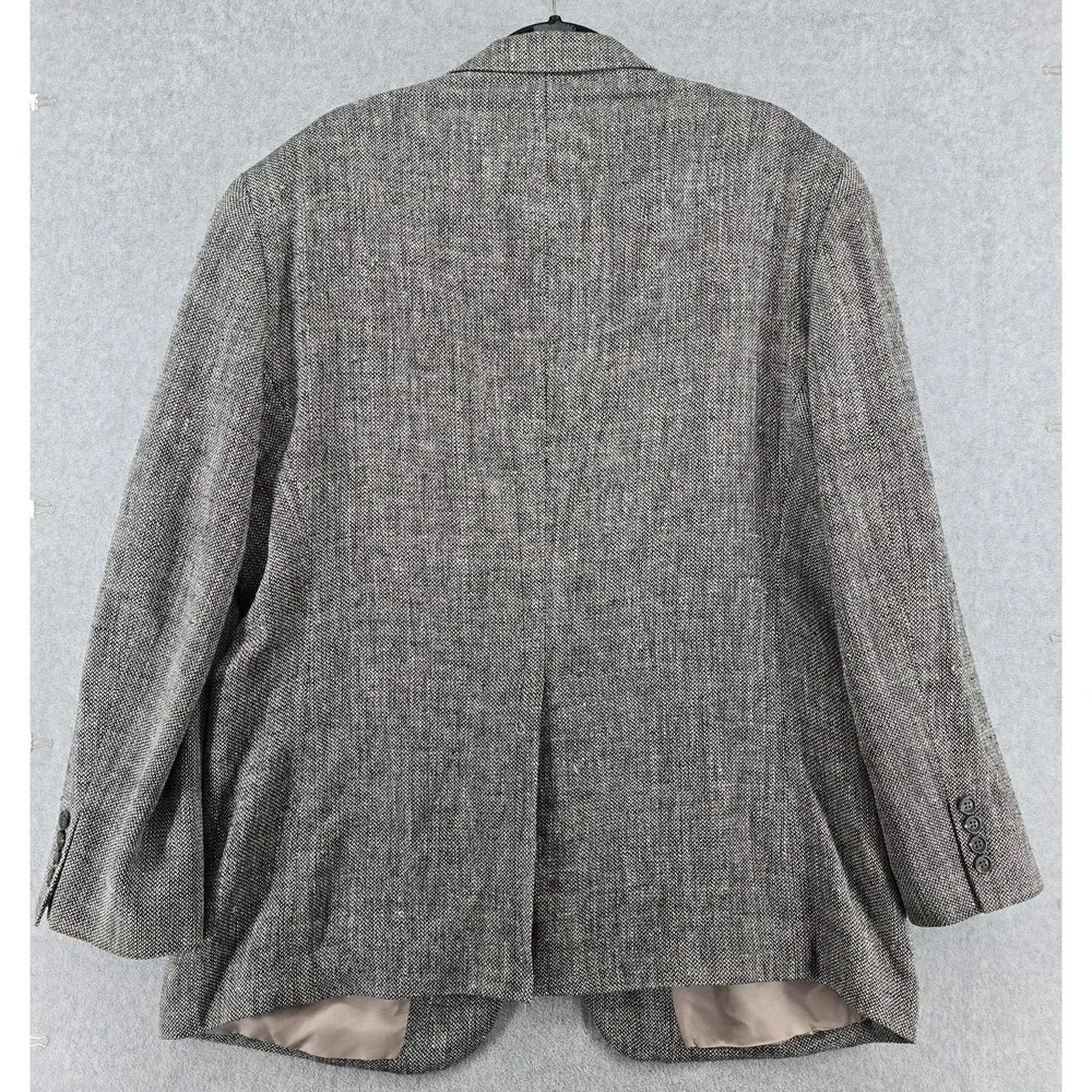 Stafford Blazer 46R 100% Silk‎ Tweed Black White Sport Coat Two Button